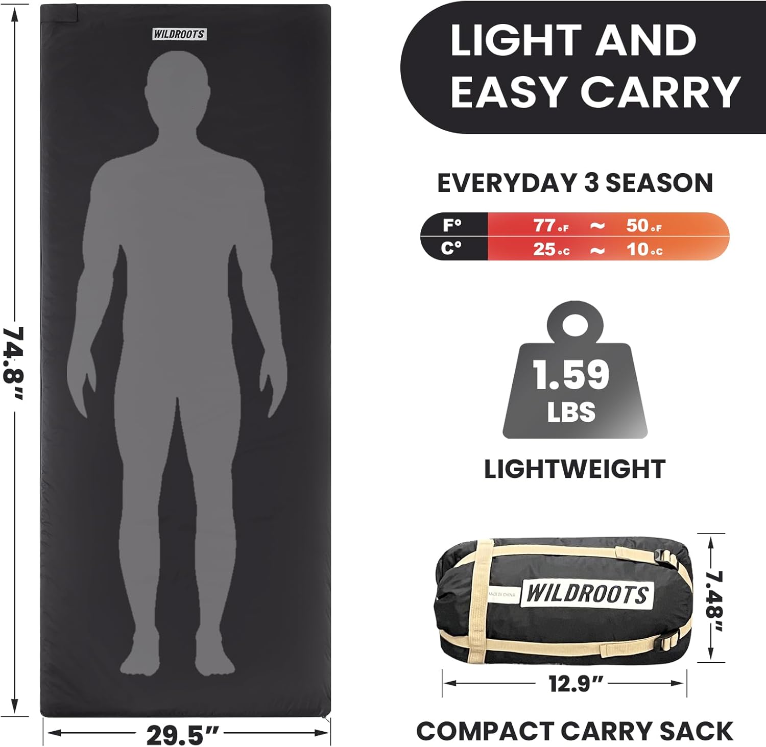 WILDROOTS Outdoor Camping Sleeping Bags for Hiking, Hunting, Travel - Image 2